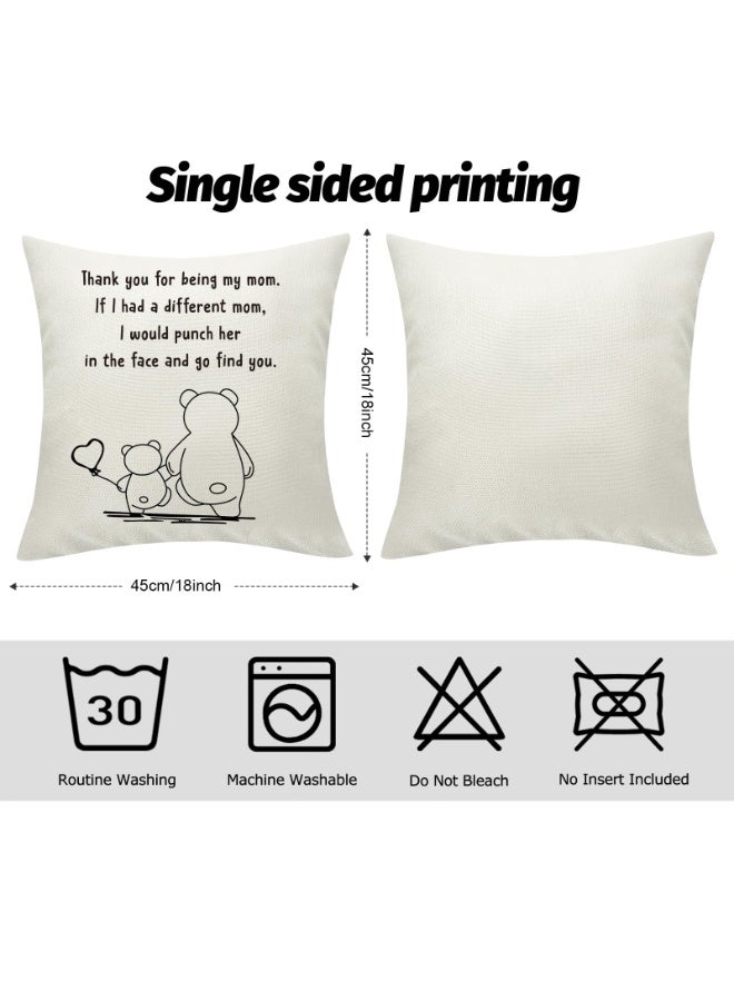 Mordely Mom Throw Pillow Cover Gift, Funny Mother's Day Mommy Mama Bear Pillow Cover for Birthday Christmas Mother Gift from Daughter from Son Decorative Linen Cushion Cover 18x18 Inch - Image 2